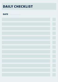 Daily checklist. Personal organizer page. Printable template