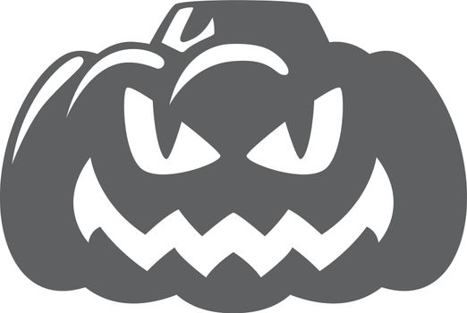 Evil pumpkin icon. Black autumn holiday symbol