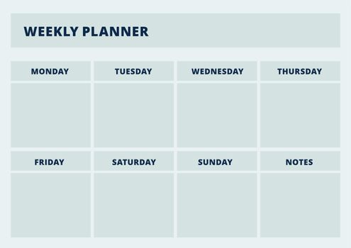 Weekly planner. Horizontal organizer page. Printable template