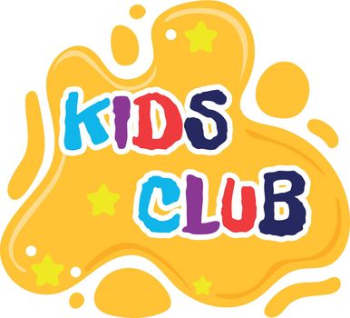 Kids club logo. Colorful cartoon paint splash emblem