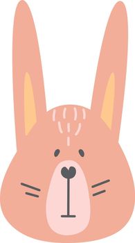 Cute bunny head. Cartoon baby rabbit portrait
