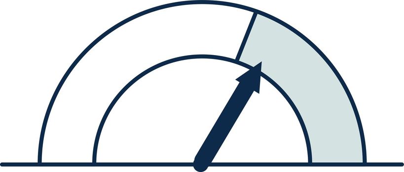 Semi circle indicator with arrow. Round gauge icon
