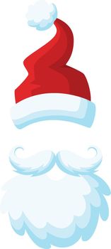 Santa red hat with white beard. Christmas photo sticker