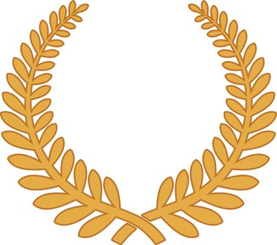 Laurel wreath insignia. Ancient honor golden symbol