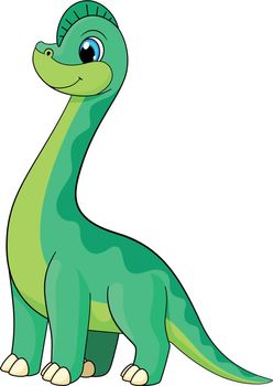 Brontosaurus character. Happy smiling dinosaur. Green dino