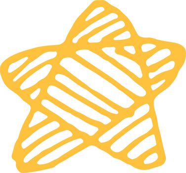 Yellow star. Hand drawn doodle sketch symbol