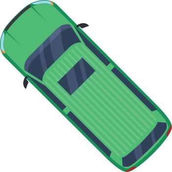 Green van top view. Passenger transport icon