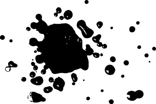 Black ink splash mark. Grunge paint drip texture isolated on white background