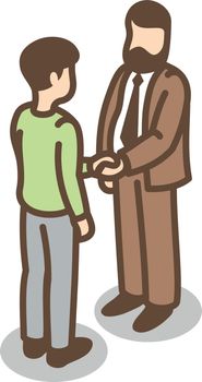Businessman shaking hands with client. Isometric people making deal