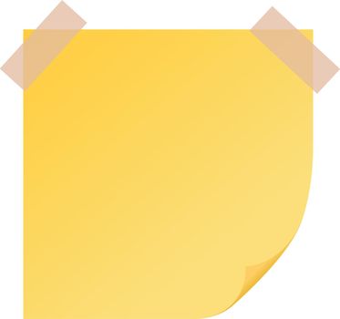 Yellow sticker with tape corner fix. Realistic mockup