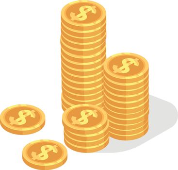 Money pile. Golden coins icon. Wealth symbol
