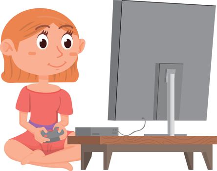 Girl playing games on video console. Cute gamer
