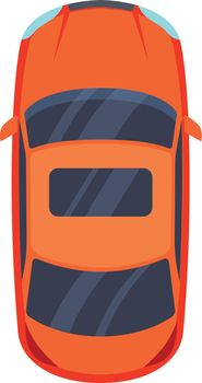 Orange car top view. Auto cartoon icon