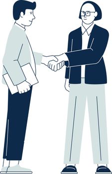 Succesful deal symbol. Smiling people shaking hands