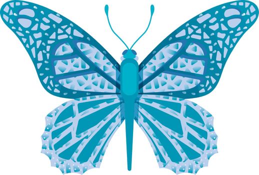 Blue butterfly. Flower insect. Decorative spring animal