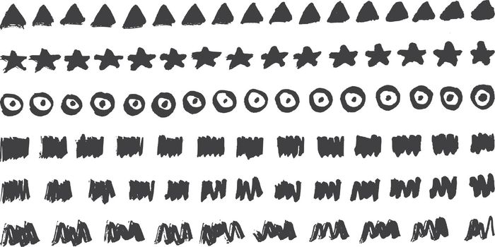 Ink brush marks ornament. Doodle elements rows