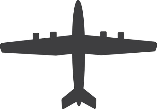 Black plane silhouette. Flight symbol. Airport icon