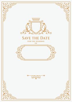 Golden calligraphic wedding invitation frame. Premium template