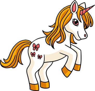 Fairy Unicorn In Forest Cartoon Colored Clipart