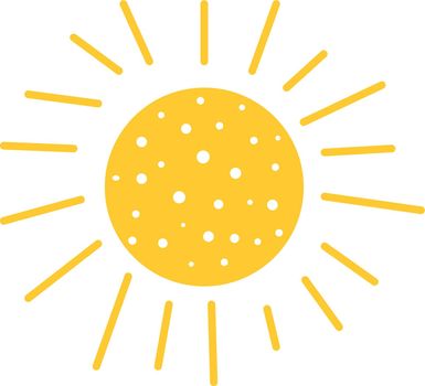 Cute decorative sun. Yellow rays. Warmth symbol