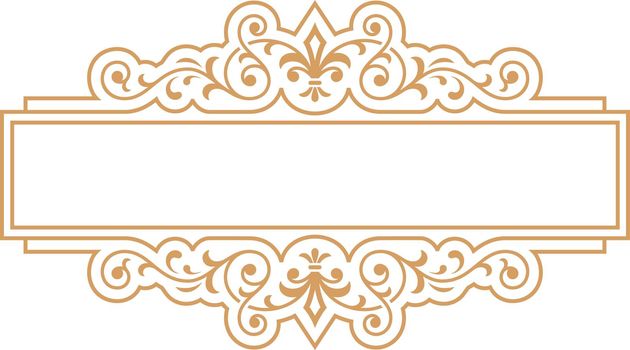 Golden rectangular monogram template. Premium line ornament