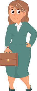 Middle age woman with briefcase. Businesswoman cartoon character
