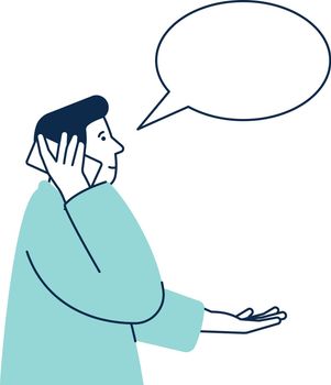 Man talking on phone with speech bubble blank template
