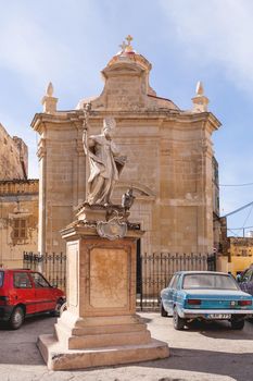 RABAT, MALTA - February 24, 2010. Statue, church and catacombs dedicated to Saint Cataldus.