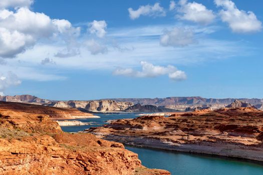 Colorado river with Lake Powell in Arizona during summer 