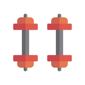 Red dumbbell icon. Muscle training. Muscle up. vector.