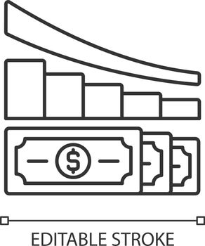 Expense reduction linear icon