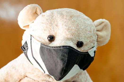Cute Teddy bear wearing a mask - Focus on the mask