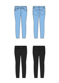Skinny jeans pants vector template illustration set