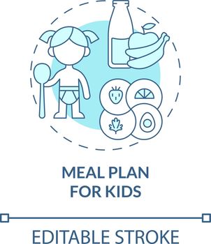 Meal plan for kids blue concept icon
