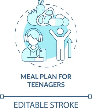 Meal plan for teenagers blue concept icon
