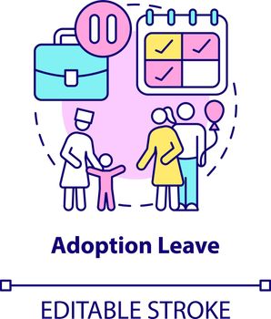 Adoption leave concept icon. Parental rights and allowance abstract idea thin line illustration. Statutory maternity, paternity adoptive leave. Vector isolated outline color drawing. Editable stroke