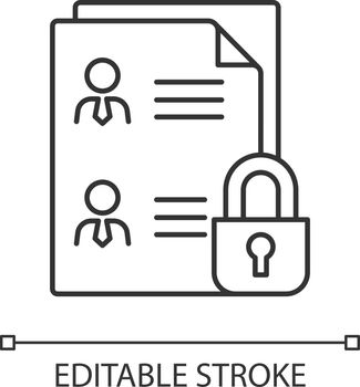 Employee data protection linear icon