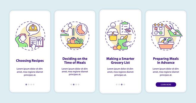 Meal planning basics onboarding mobile app page screen