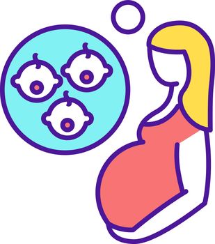 Pregnant woman with three children RGB color icon