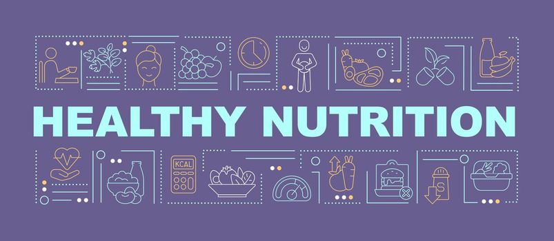 Healthy nutrition purple word concepts banner