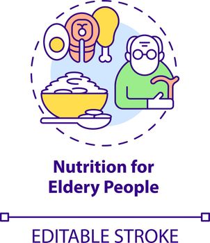 Nutrition for elderly people concept icon