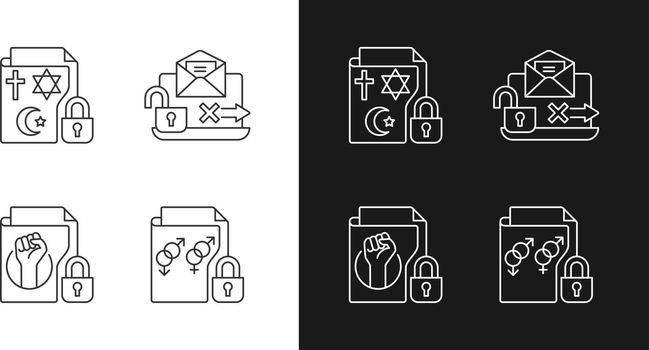 Data confidentiality linear icons set for dark and light mode