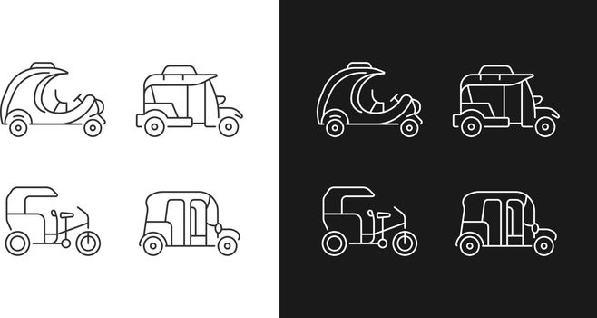 Vehicle for hire linear icons set for dark and light mode