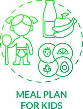 Meal plan for kids green gradient concept icon