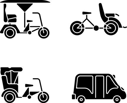 Vehicle for hire black glyph icons set on white space