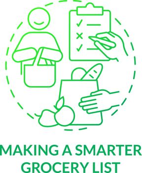 Making smarter grocery list green gradient concept icon