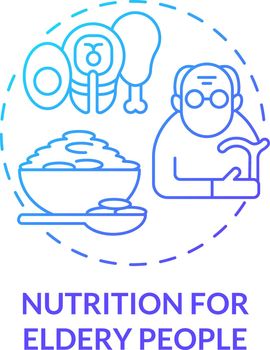 Nutrition for elderly people blue gradient concept icon