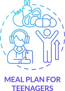 Meal plan for teenagers blue gradient concept icon