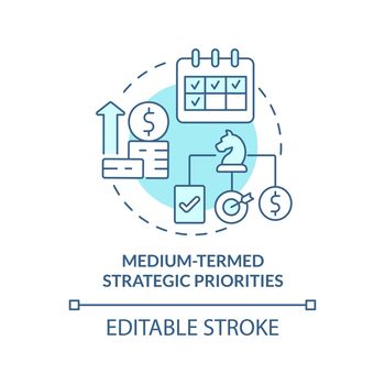 Medium termed strategic priorities turquoise concept icon