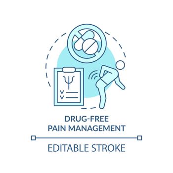 Drug free pain management turquoise concept icon
